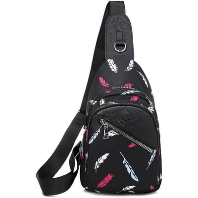 Sac à bandoulière unisexe en PU pour sports de plein air, sac à bandoulière étanche pour voyage, fournitures pour la maison, sac de poitrine à bandoulière pour cadeau 17*6*27cm black
