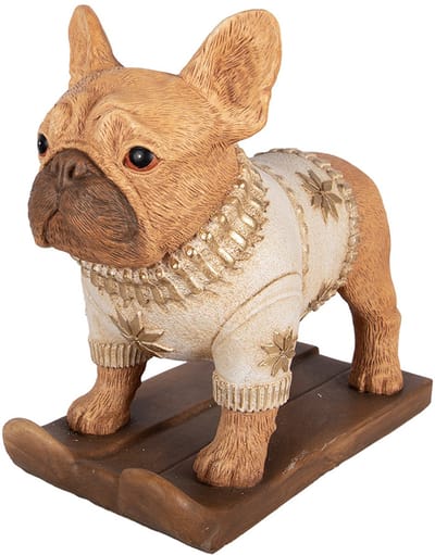 Clayre & Eef Decoratie Beeld Hond 39x20x35 cm Bruin Keramisch materiaal