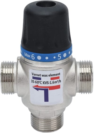SPHProducts - 3-weg mengkraan - thermostatische mengkraan - brandwondenpreventie - zilver - groot volume - doucheruimte en wasruimte