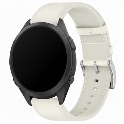 Leren bandje - geschikt voor Garmin Vivoactive 4 / Venu 4 (45mm) / Venu 3 / 2 / Forerunner 255 / Forerunner 265 / 570 (47mm) en Polar Vantage M / M2 / V3 / Grit X (Pro) - gesp - wit