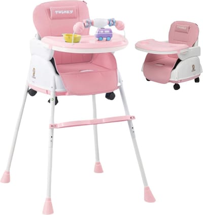Opvouwbare 2-in-1 Kinderstoel en Kinderwagen voor Baby's en Peuters - Verstelbaar, Draagbaar en Compact - Roze