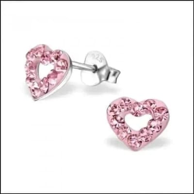 Aramat Jewels | Oorbellen | Zilveren Hartje Oorstekers – 925 Zilver -Emaille | Rood met witte stippen-8x7mm | |7mm | Zilver | Kinderen, Volwassenen | Verkleurd niet