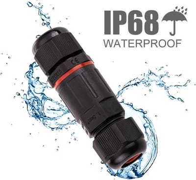 Kabelverbinder waterdicht - IP68 - 230Vac, 16A - Stekker 3-polig - Max. 1,5mm² (Lasdoos, Kabeldoos)