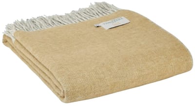 Plaid Dartmoor Bruin en Grijs (Dessert Brown) -voor en achterzijde verschillend - 150x183 - Nieuw Wol - Tweedmill UK