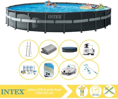 Intex Ultra XTR Frame Zwembad - Opzetzwembad - 732x132 cm - Inclusief Onderhoudspakket, Filterzand, Onderhoudsset en Zwembad Stofzuiger
