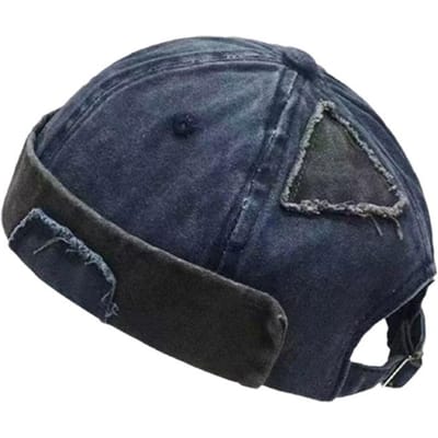 Chapeau décontracté rétro sans bord Vintage Bonnet à revers roulé Chapeau de propriétaire réglable Unisexe gray