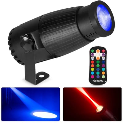 BeamZ PSZ18W LED Pin Spot - 16 RGBW kleuren - Handmatige zoom - Met afstandsbediening - 18W