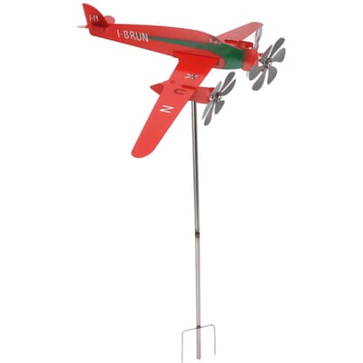Metalen Vliegtuig Windwijzer 3D Rood Roestvrij Glad Vliegtuig Windmolen Windspinner voor Garage Koepel Schuur Patio Rood