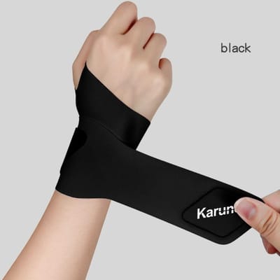 Vaste Spandex Sportpolsbeschermer Ultra Dunne Gewrichtsbrace voor Polsverstuiking Tendinitis met Klittenband Badminton Basketbal zwart