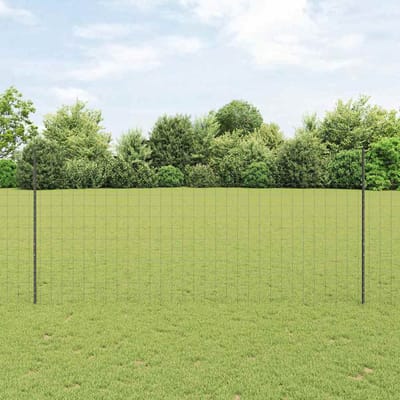 vidaXL - Euro-hek - met - palen - 10 - x - 1,4 - m - PVC-Coated - Staal - Grijs - Mesh
