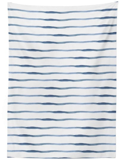 ABAKUHAUS Harbor-strepen tafellaken – satijn, nachtblauw/wit, 140x240