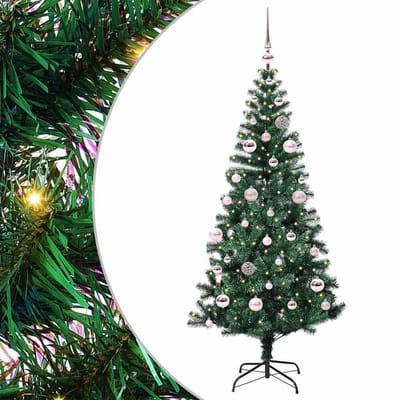 vidaXL - Kunststof - Voorverlichte - Kerstboom - Groen - 150 - cm - PVC - en - Metalen