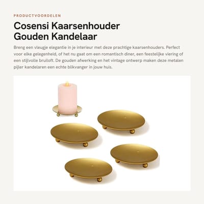 Dailygoods- Kaarsenhouder Gouden Voetstuk - 4 Stuks - Vintage Kandelaar - Metalen Pijler Kandelaar - Corrosiebestendig - Duurzaam Ontwerp