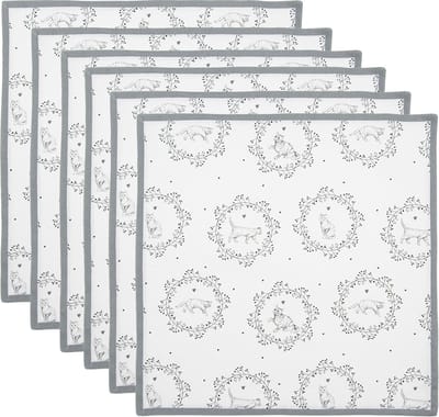 Clayre & Eef Servetten Katoen Set van 6 40x40 cm Wit Grijs Katoen Kat