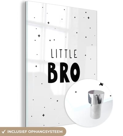 MuchoWow® Glasschilderij 120x160 cm - Schilderij acrylglas - Spreuken - Kind - Jongens - Little bro - Quotes - Foto op glas - Schilderijen
