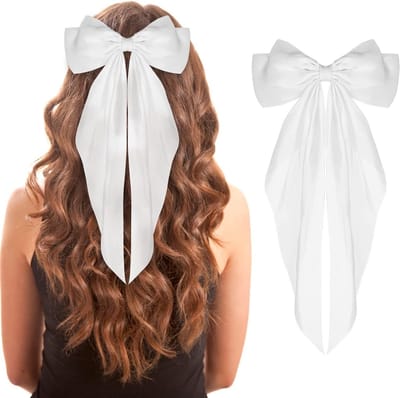 Elegante Lange Haarklemmen met Franse Strik van Satijn voor Vrouwen - Perfect voor Feestjes en Valentijnsdag