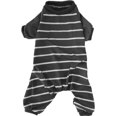 Huisdier Hond Jumpsuit Binnen Zachte Kleding Polyester Honden Bodysuits Lange Mouw Streep ShirtSY60 Rood S(for 2-4kg) gray