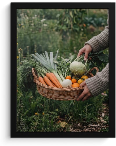 Poster in lijst - Fotolijst 30x40 cm - Posters - Veld - Groenten - Biologisch - Oogst - Posterlijst zwart - Decoratie - Wanddecoratie woonkamer - Muurdecoratie slaapkamer