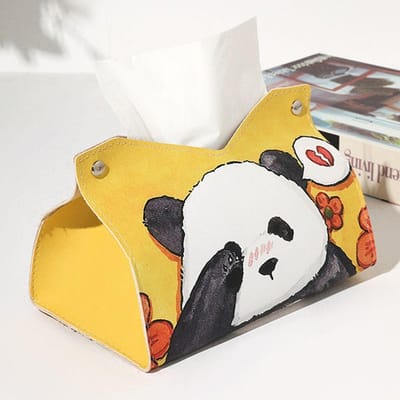 Panda Auto Tissuebox Bureau Tafel Servethouder Hoes Opbergdoos Bureau PU Leer Tissuehouder Badkamer Huisdecoratie