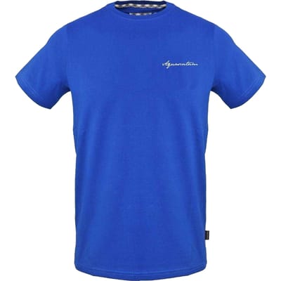 Aquascutum Heren Handtekening Geborduurd T-Shirt (Sky)