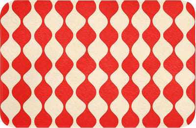 WC mat 60x40 cm - Antislip - Golvend patroon - Retro - Rood - Beige - Toiletmat - Vloermat - Douchemat - Toilet tapijt - Toiletmatten