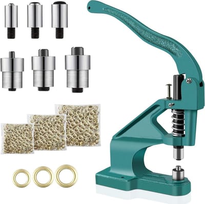 Blindklinktang set met oogtang en matrices voor handwerk en gordijnen - 900 oogjes 6/10/12 mm - PVC-banner trimwinkel.