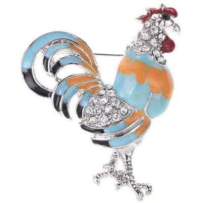 Broches Coq Couleur Mignonnes Pour Femmes Broche Animale Émail Broches Cristal Coq Bijoux Pins Cadeau gray