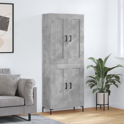 vidaXL - Hoge - kast - 69,5x34x180 - cm - bewerkt - hout - betongrijs
