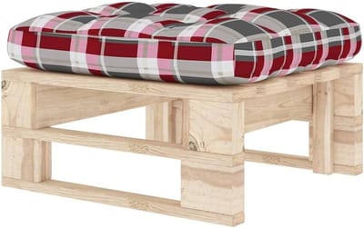 Houten Poef - Pallet Voetenbank - Buiten Ontspannen - Geïmpregneerd Grenenhout - 60x60x25 cm - Rood Ruit