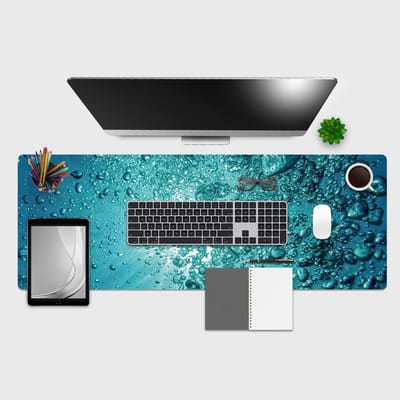 Grote XL Bureauonderlegger Vinyl - Antislip & Krasbestendig - 120x40 cm - Bubbels Decoratie