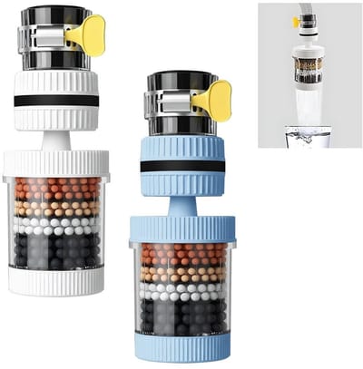 Dailygoods- Leidingwaterfilter 360° Draaibaar - Waterfilter - Waterzuiveraar - Actieve Koolwaterfilter - Zesfasig Filtersysteem - Composiet Behuizing