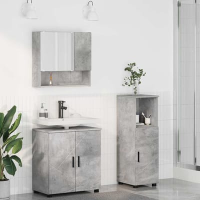 vidaXL - Badkamermeubel - Set - 3 - st - Beton - Grijs - 61 - x - 35 - x - 64 - cm