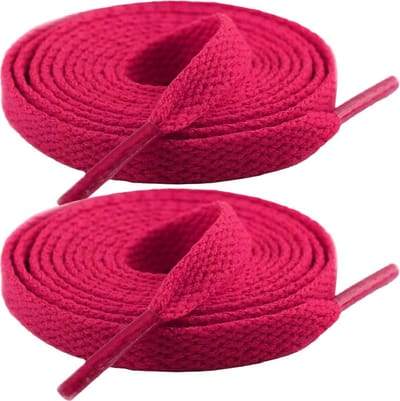 Fako Fashion - Schoenveters - Veters - Plat - 8mm - 120cm - 1 Paar - 2 Stuks - Donkerroze