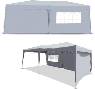 Pop-up Party Tent - Feesttent Paviljoen - Buitenfeest Organiseren - 100% Waterdicht - 3x6 Meter - Grijs