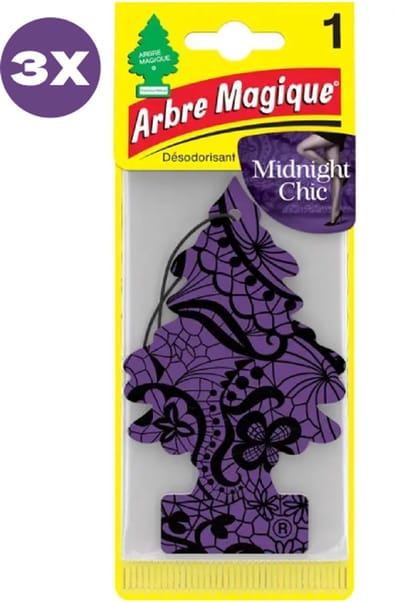 3 stuks Midnight Chic Arbre Magique Geurboom Luchtverfrisser voor in de auto – Car Parfum – Geurboompje – Geurbooster – Wonderboom – Geurverfrisser – Nieuwe Auto – Autogeur – Autoparfum – Geurblad - Zomer Fris