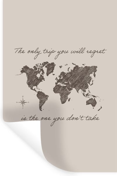 Muurstickers - Sticker Folie - Spreuken - Quotes - The only trip you will regret is the one you don't take - 20x30 cm - Plakfolie - Muurstickers Kinderkamer - Zelfklevend Behang - Zelfklevend behangpapier - Stickerfolie