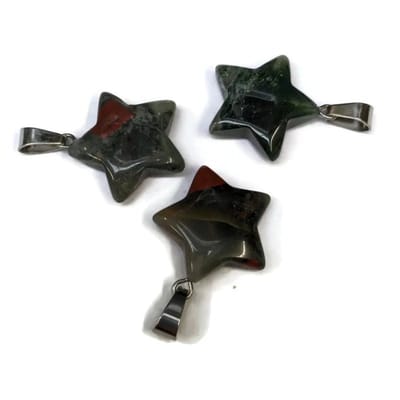 Aramat Jewels | Hangers | Ster Hanger met Jaspis Natuursteen | | | |20mm | Staal | Volwassenen | Verkleurd niet