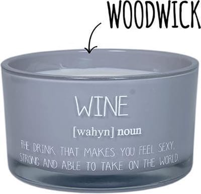 Sojakaars Wine met WoodWick lont