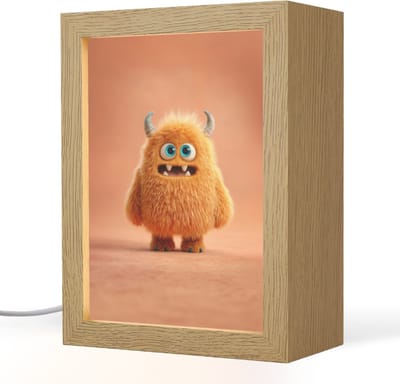 Nachtlampje 15x20 cm - Kinder lampje - Monster - Knuffel - Oranje - Tafellamp kinderkamer - Slaapkamer lamp - Bedlamp kinderen - Kinderlampje stopcontact - Wandlamp babykamer - Nachtlampjes