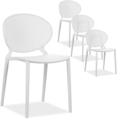 Homestyle4u Tuinstoelen - Set van 4 - Balkonstoel - Stapelstoelen - Wit