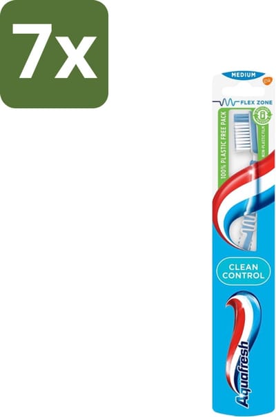 7 x Aquafresh Tandenborstel Clean Control Medium - Tandenborstel - Tandenborstel Clean Control - Tandenborstel Medium - Tandenborstel Voor Tandvleesbescherming - Tandenborstel Voor Tandplakvermindering