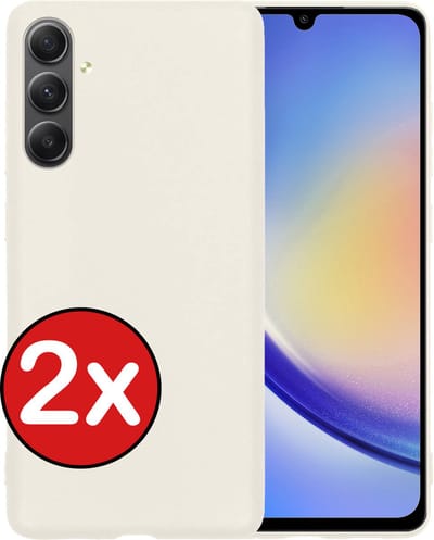 Hoesje - 2 Stuks - Geschikt voor Samsung Galaxy A34 - Sterk & Shockproof - Telefoonhoes - Back Cover - Case Siliconen - Telefoon Hoes - Wit