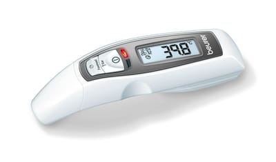 Beurer FT 65 Infraroodthermometer – Voorhoofd-, Oor- & Objectmeting – Digitale Koortsthermometer – Baby & Volwassene - LED Koortsindicator – 10 Geheugenplaatsen – Meting in Seconden – Groot Display – Medisch Gecertificeerd – Incl. Batterijen – Wit