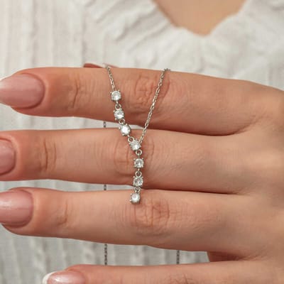 Zilveren Ketting Dames - Bar Design - Handgemaakt - 925 Sterling Zilver - Met Steentjes - Exclusief & Tijdloos
