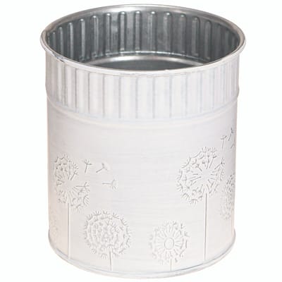 Bloempot met paardenbloemmotief, wit, Ø9,5 cm, H11 cm