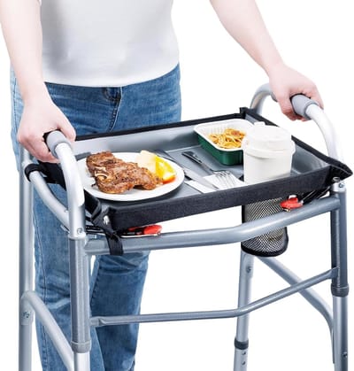 Universele Looptafel met Bekerhouder voor Senioren, Waterdicht en Met Verhoogde Randen, Ideaal voor Ouderen en Personen met Beperkingen, Draagvermogen tot 4,5 kg