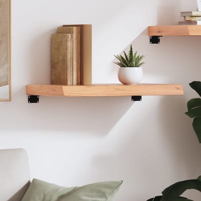 vidaXL - Wandschap - 60x30x(2-6) - cm - behandeld - massief - eikenhout - lichtbruin