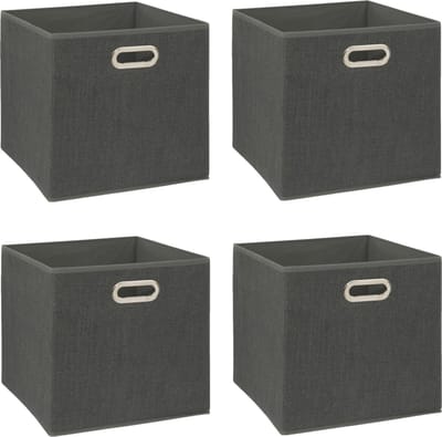 5Five Opbergmand/kastmandje - 4x - Donkergrijs - 31 x 31 x 31 cm - 29 liter - Vakkenkast manden - Stof met versterkte bodem - Opvouwbaar