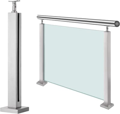 Glazen Balustrade Systeem - Glazen Reling Paal - Buitenruimte Afschermen - Roestvrij Staal 304 - Voor 10-12mm Glas - Geborsteld