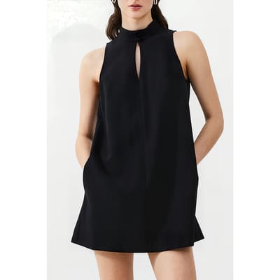 French Connection Echo Sleeveless Keyhole Dress Black Size: 16 | Mini Dresses Outlet | Dames | Zwart